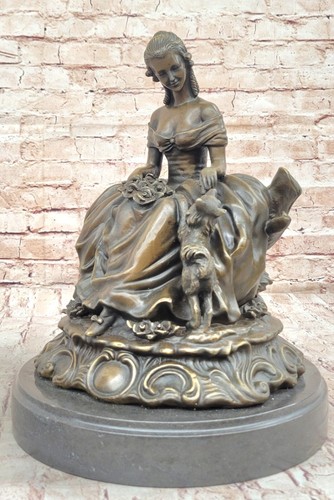 Classical lady sits with - with, dog