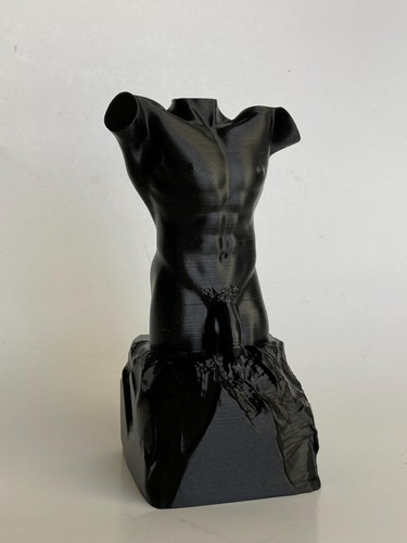 Male torso sculpture black - sculpture,